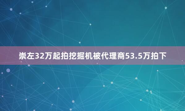 崇左32万起拍挖掘机被代理商53.5万拍下